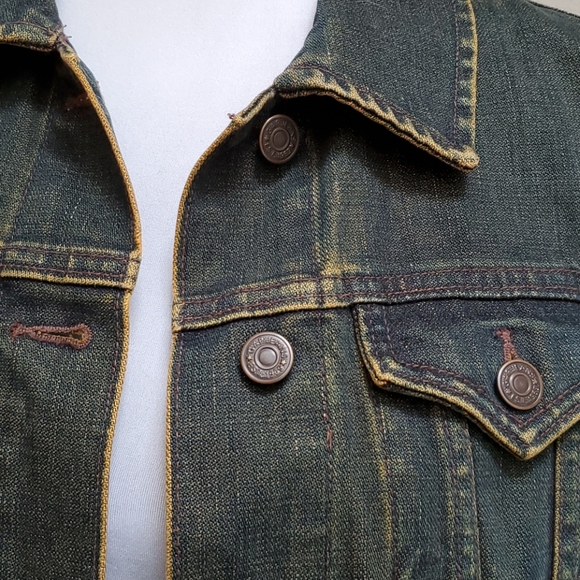 Gap Demin Jacket Blue Black w/ Orange Highl Size M - Picture 8 of 17